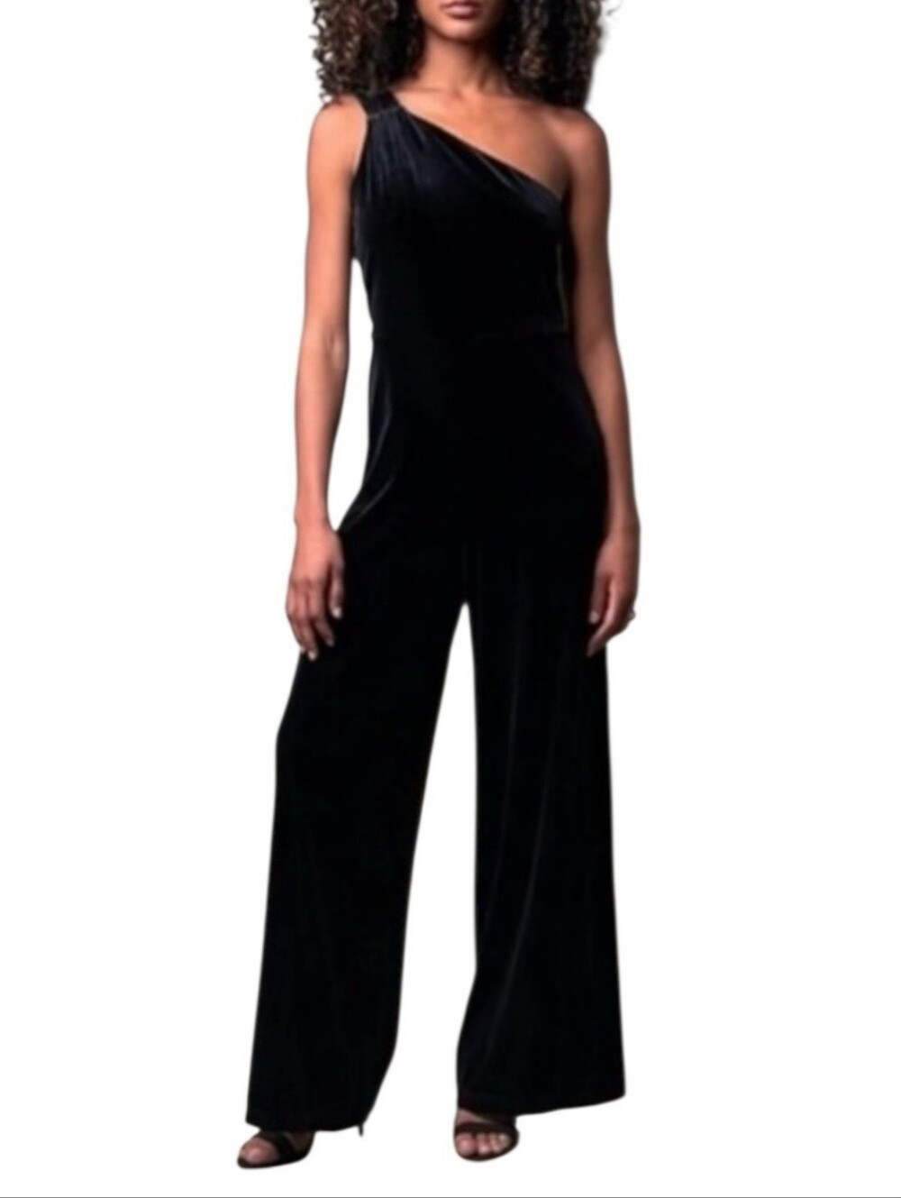 Banana Republic NWT One-Shoulder Black Velvet Maxi Jumpsuit Womens Size Small